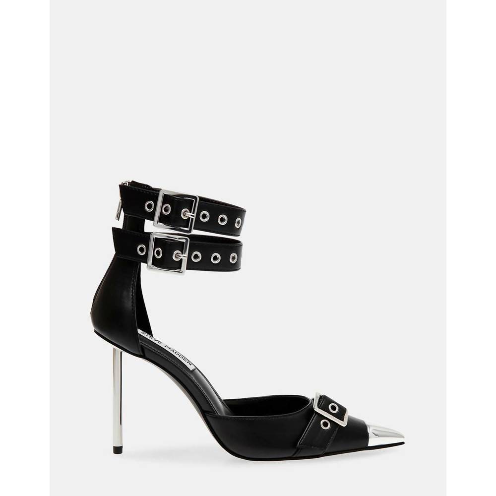 NEW STEVE MADDEN bex pointed toe pump with ankle straps in black